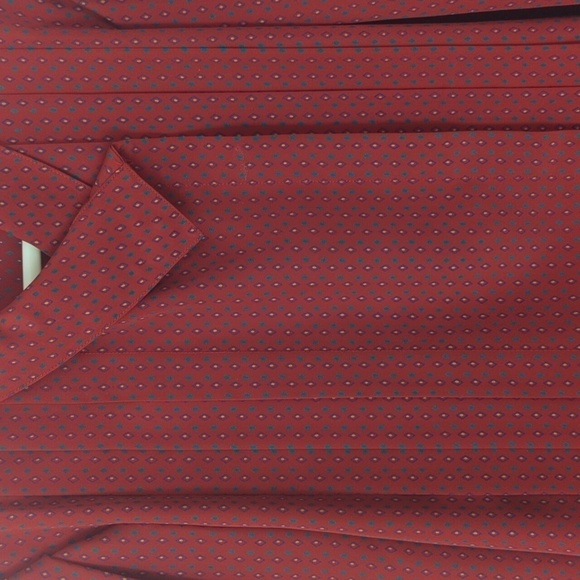 Vintage Mihang Red Diamond Patterned Pleat Front Puff Sleeve Button Up Size 8 - Picture 3 of 9